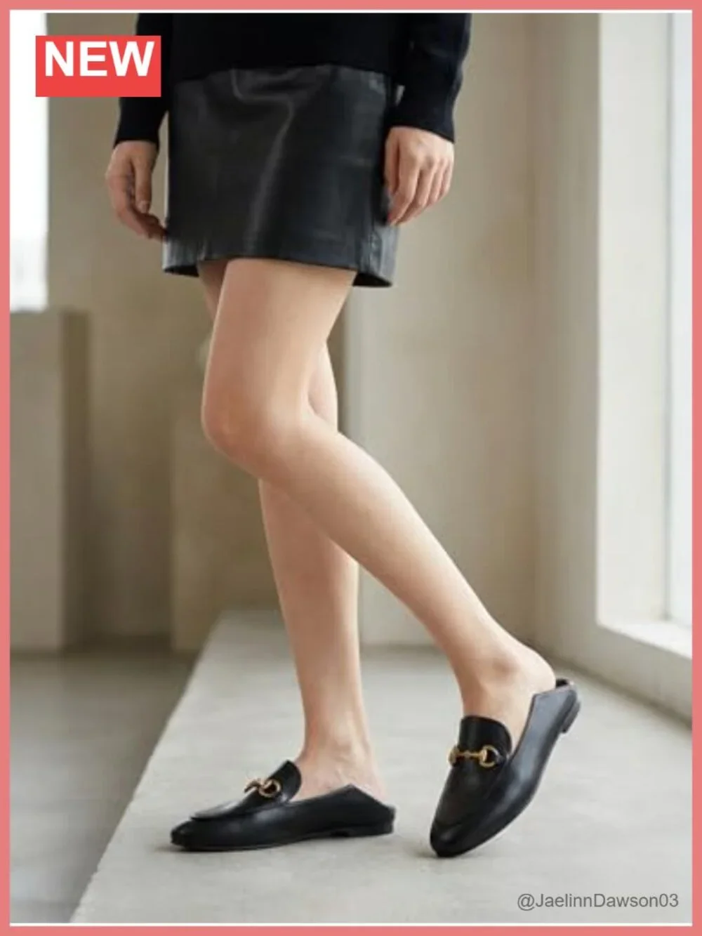 Lambskin Insole Slip on Loafers Flat Shoes Metal Chain Round Toe